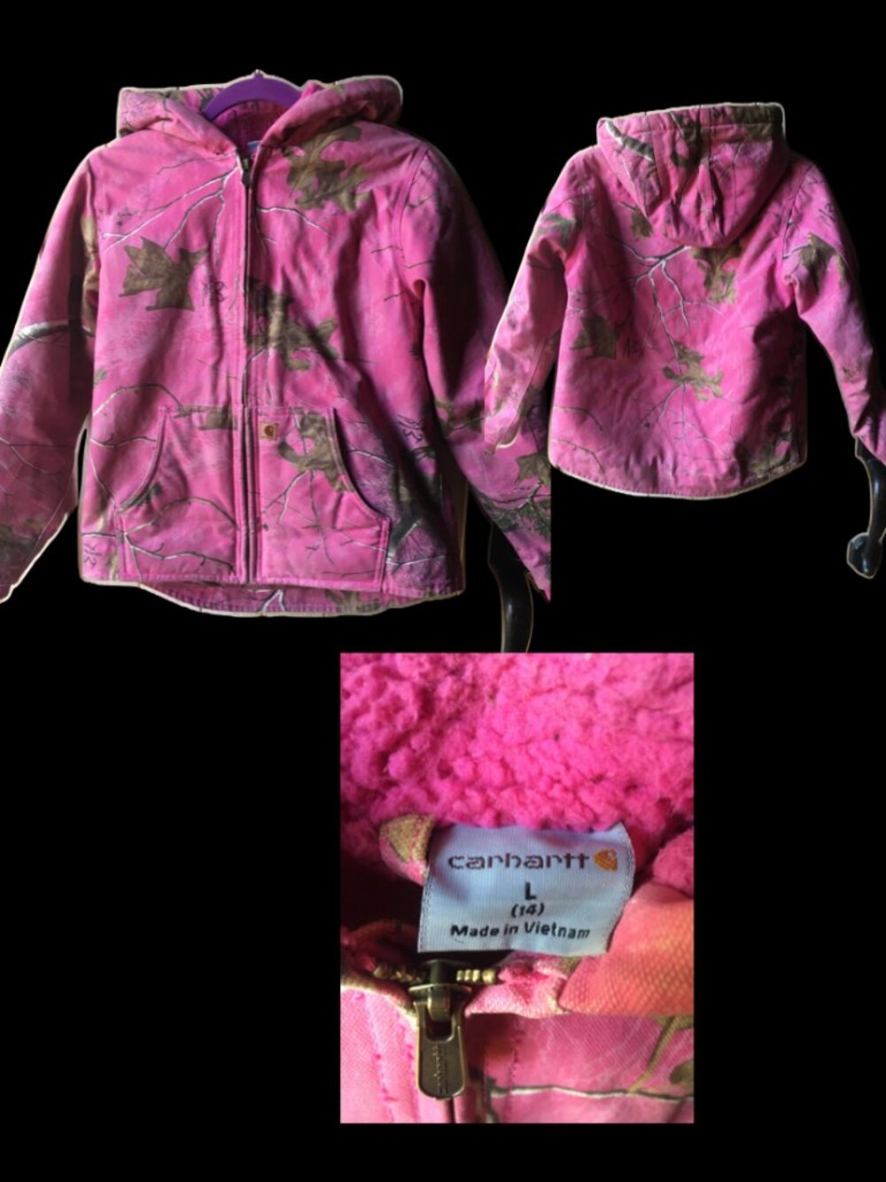 Carhartt Pink Camo Sherpa-Lined Hooded Jacket